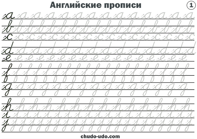 Английские прописные буквы - a, b, c d, e, f, g, h, i, j