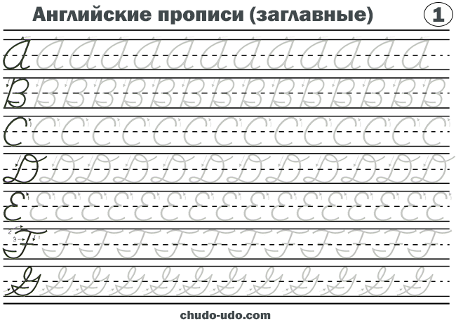 прописи Английские буквы - заглавные
