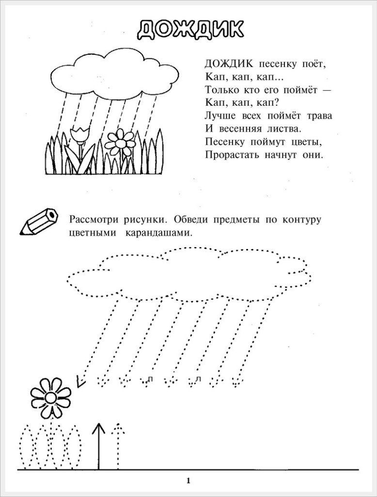 учимся рисовать тучку с дождиком