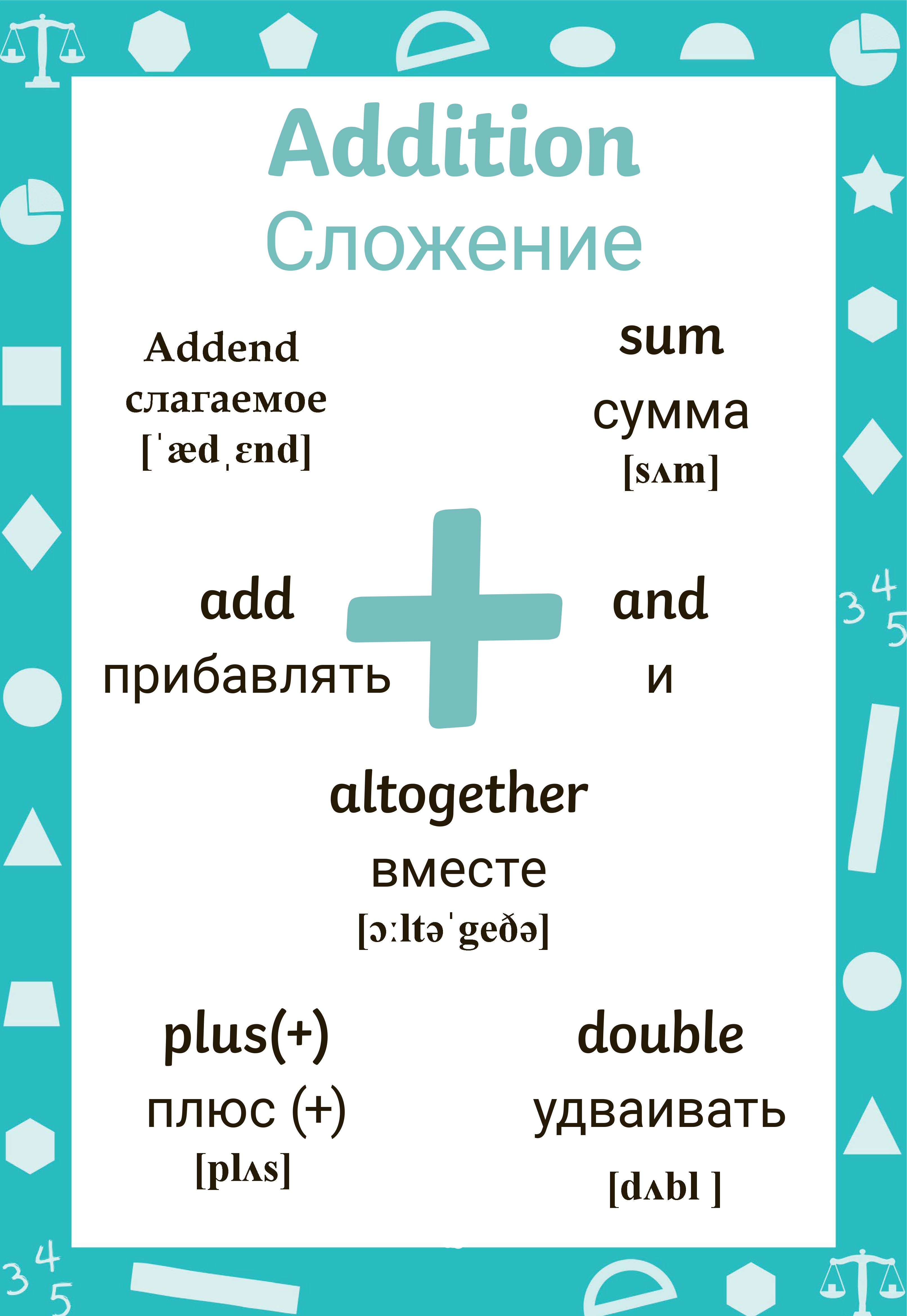 Сложение на английском языке