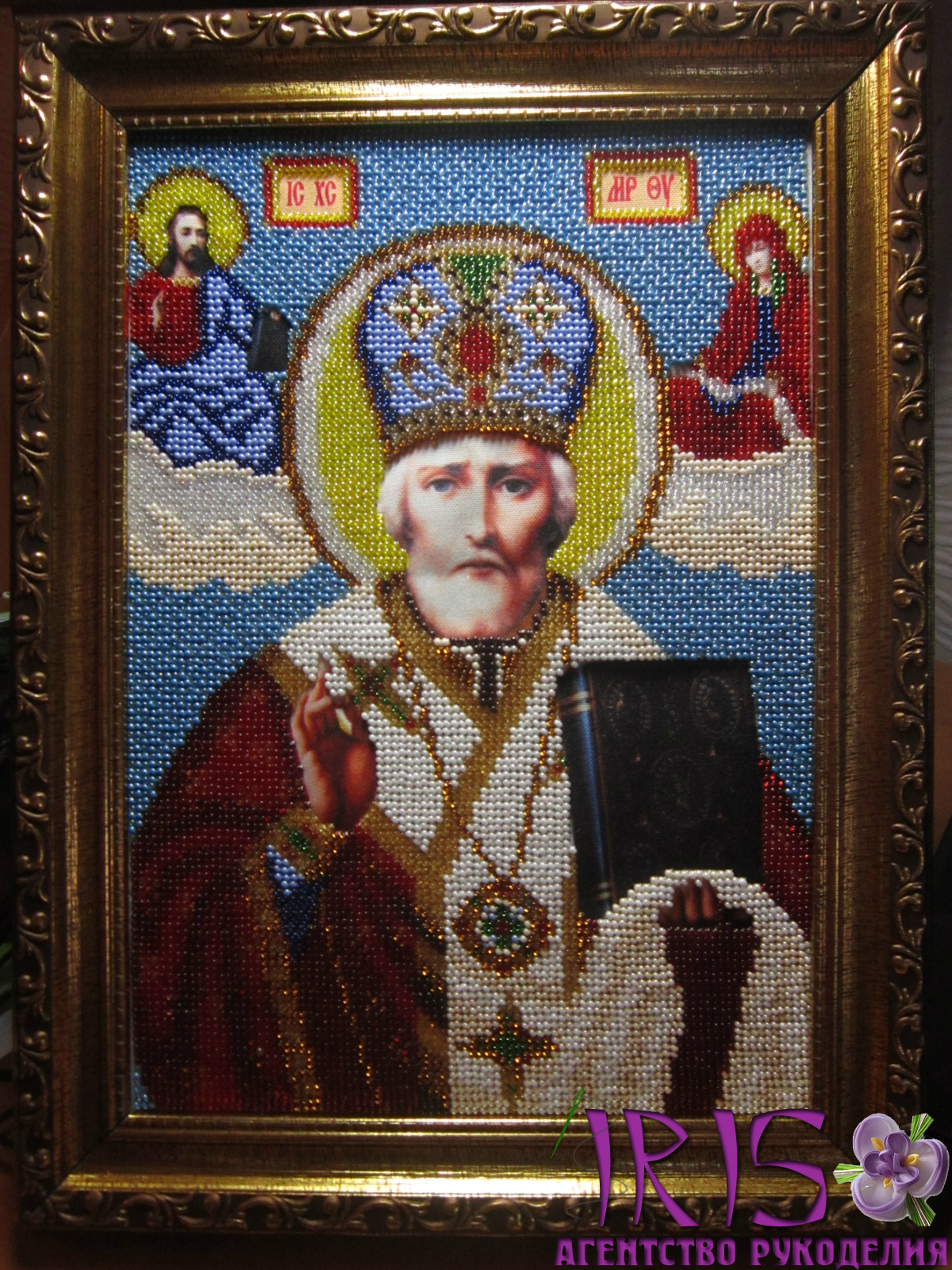 Икона Св. Николай Чудотворец: вышивка бисером