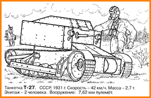 раскраска Танкетка Т-27