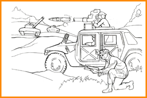 раскраска военная атака