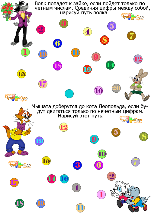 четные и нечетные числа от 1 до 20