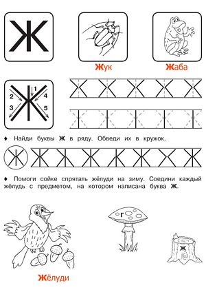 Буква Ж - Русские прописи для детей для распечатки