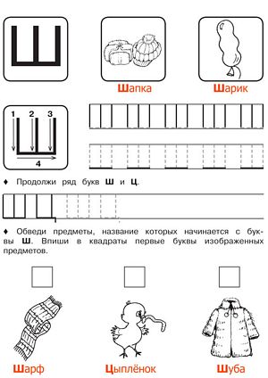 Буква Ш - Русские прописи для детей для распечатки