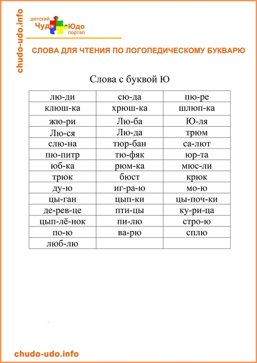 Слова для чтения для детей