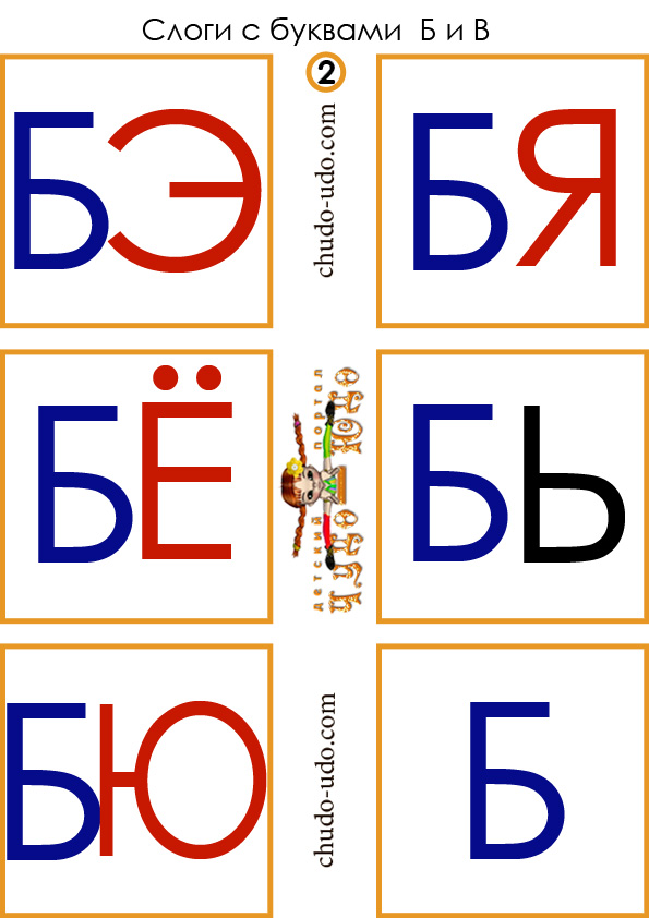 слоги карточки бэ бя бё бю бь б