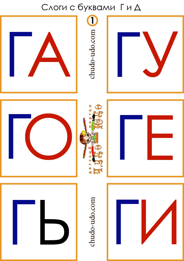 слоги карточки га гу го ге гь ги