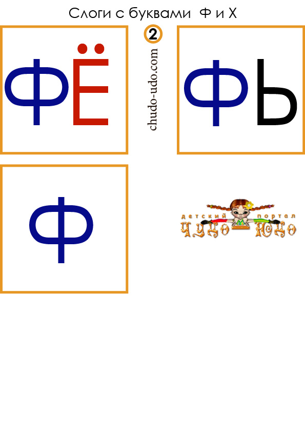 карточки слоги фё фь ф
