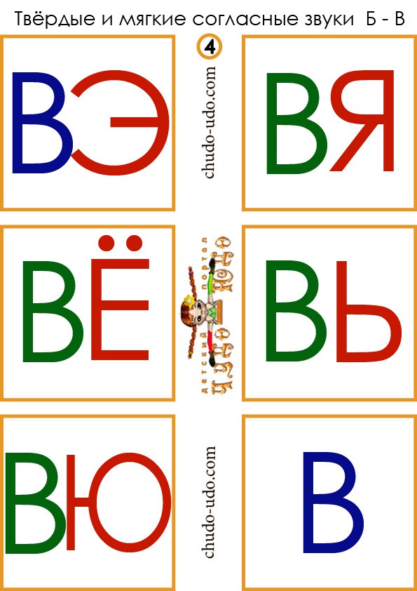 слоги карточки вэ вя вь вю вё в
