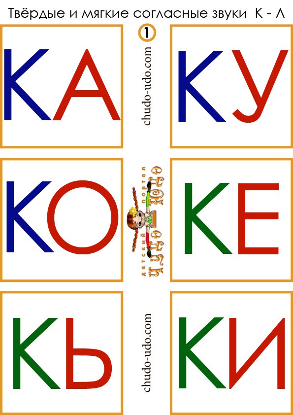 слоги карточки ка ку ко ке ки кь 