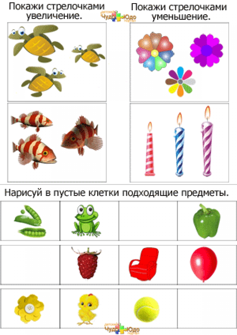 Логические задачи для детей &quot;Сравнение предметов по размерам&quot;